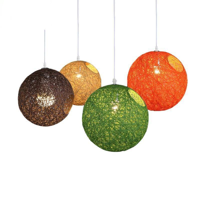Suspension en boule de tissu de couleur Wicker - vue 3 sur 15