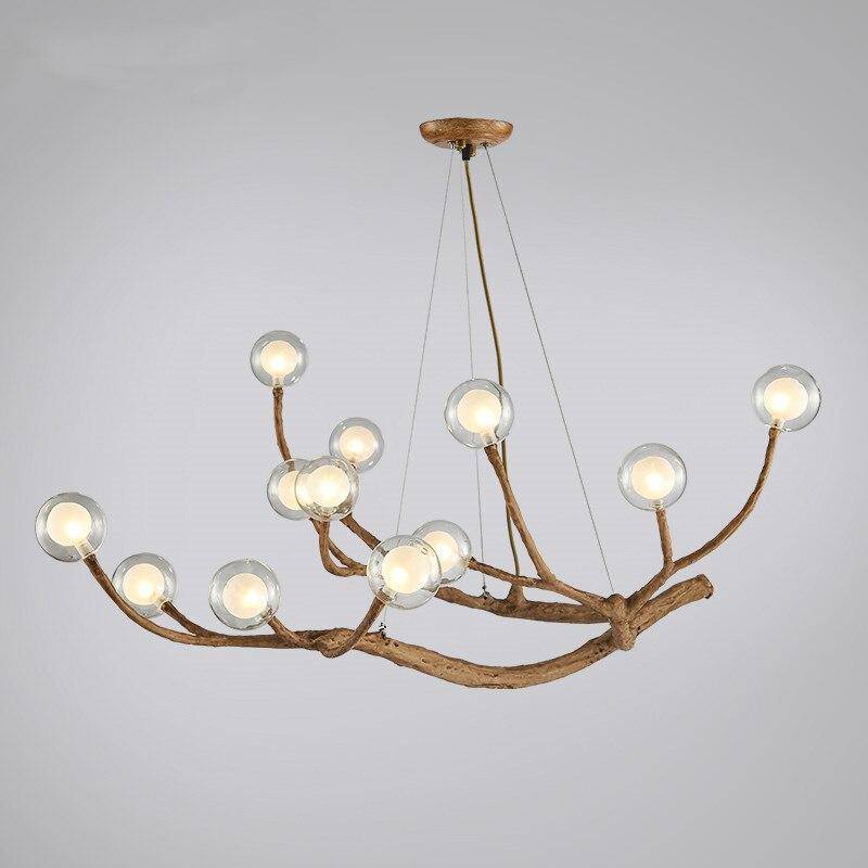 Lustre design moderne en forme de branches d'arbres avec plusieurs lampes LED