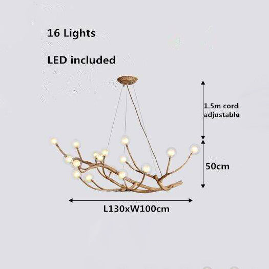 Lustre design moderne en forme de branches d'arbres avec plusieurs lampes LED