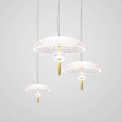 Suspension design en verre ovale ouverte à LED style chinois Lomye