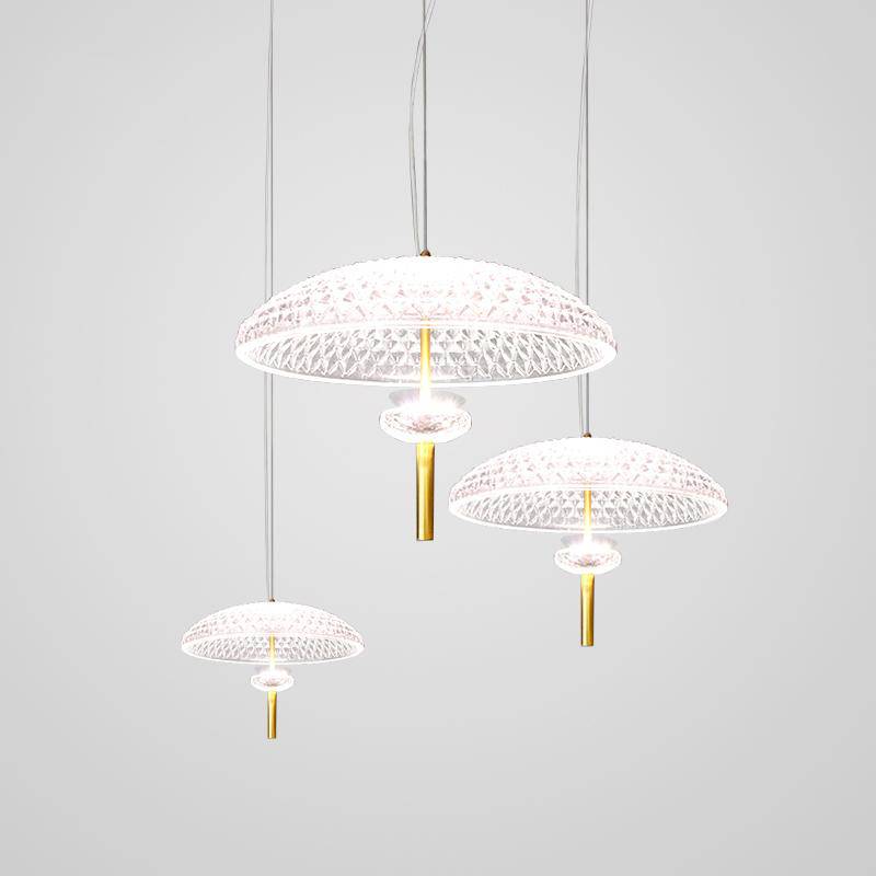 Suspension design en verre ovale ouverte à LED style chinois Lomye