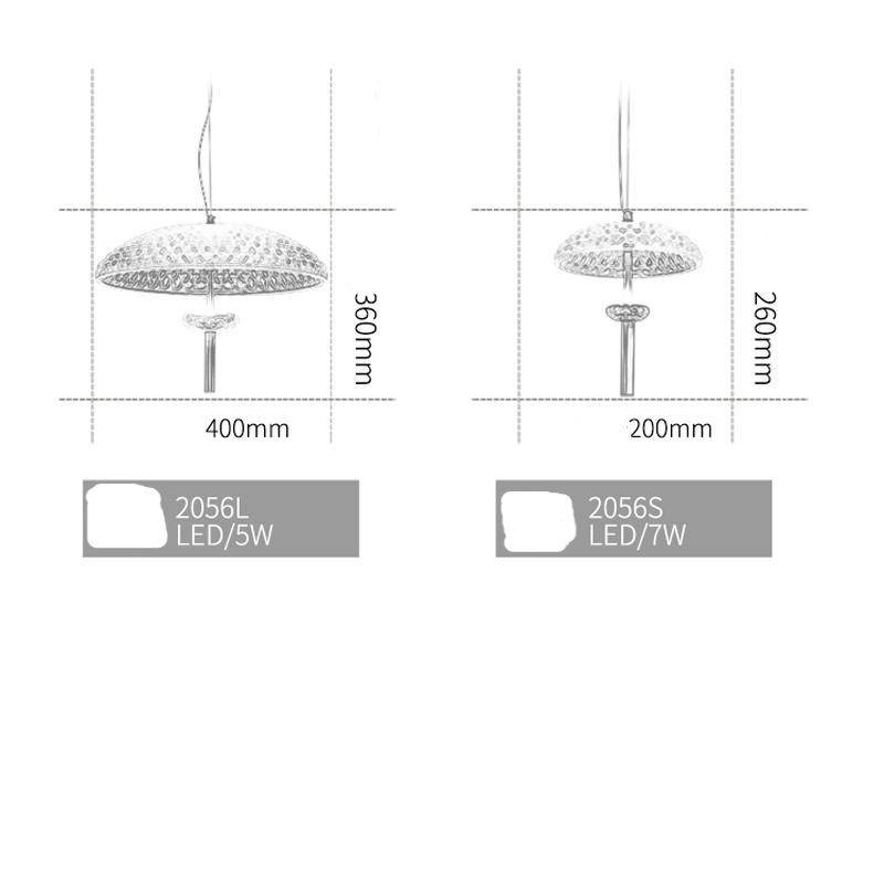 Suspension design en verre ovale ouverte à LED style chinois Lomye - vue 5 sur 4