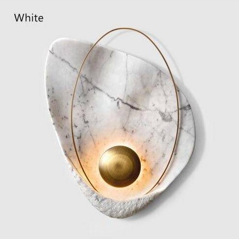 Applique murale design LED style marbre avec anneau doré