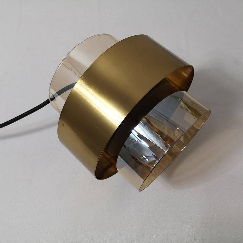 Lámpara de suspensión design LED con cilindro de cristal y metal dorado