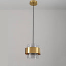 Suspension design LED avec cylindre en verre et metal doré