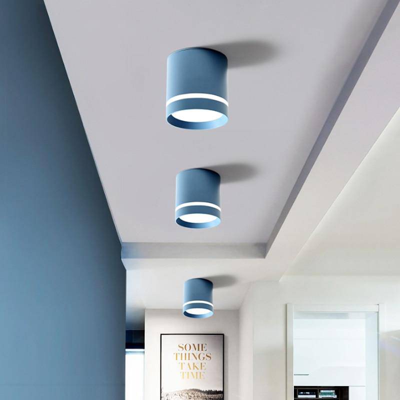 Spot moderne LED cylindre métal coloré Loft