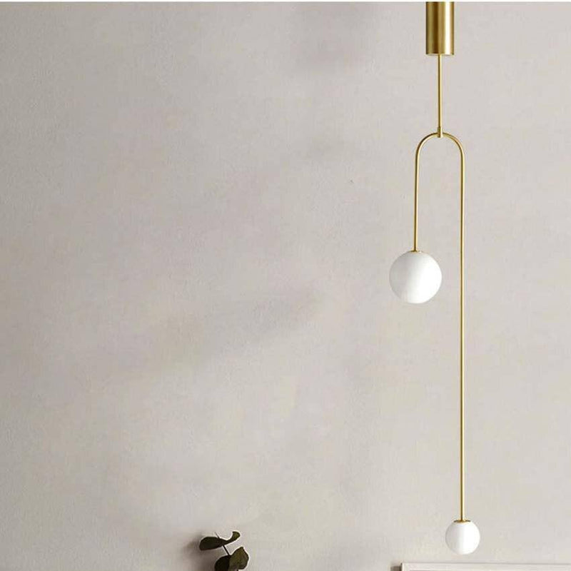 Suspension design LED en métal avec double boule en verre Fly