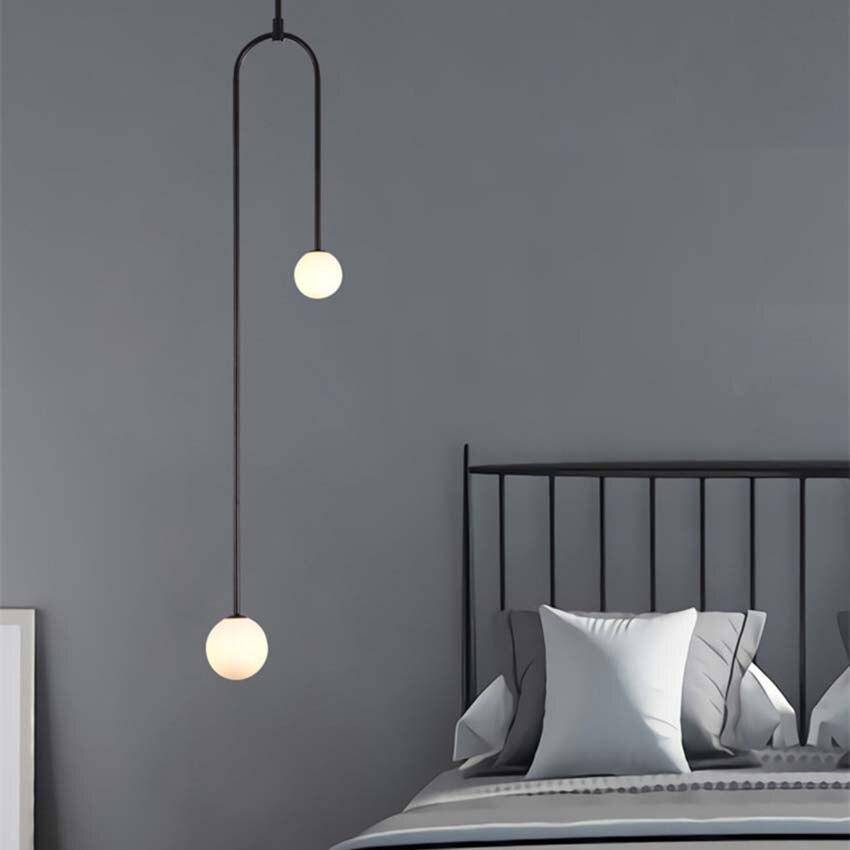 Suspension design LED en métal avec double boule en verre Fly - vue 5 sur 8