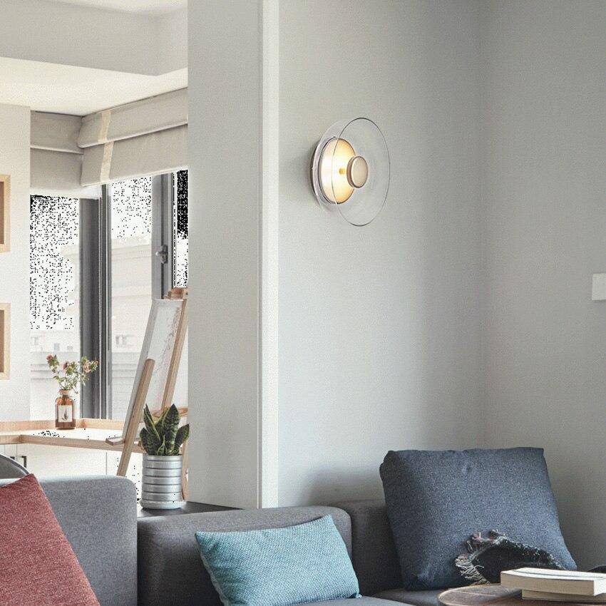 Applique murale moderne LED avec abat-jour en verre et métal Sconce - vue 5 sur 7