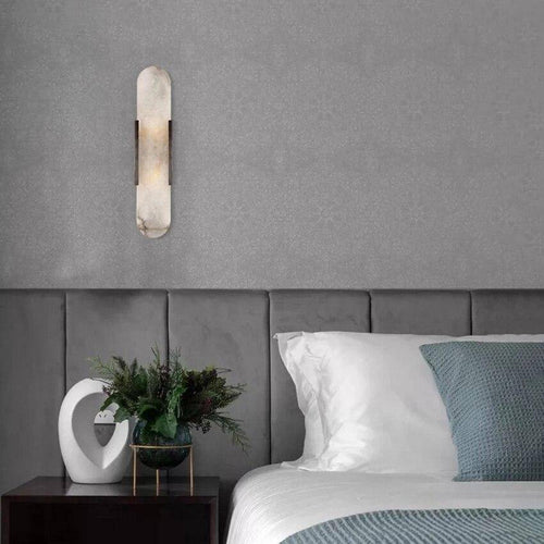 Applique murale design à LED en marbre arrondi et métal doré Luxury - vue 3 sur 4