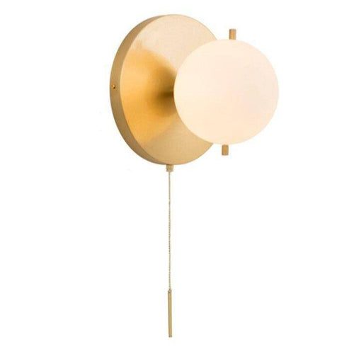 Applique murale moderne LED avec boule en verre et socle circulaire doré