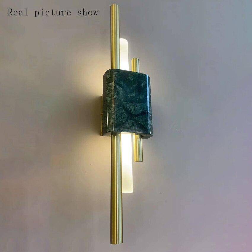 Applique murale design LED en marbre avec tube doré Sconce - vue 4 sur 9