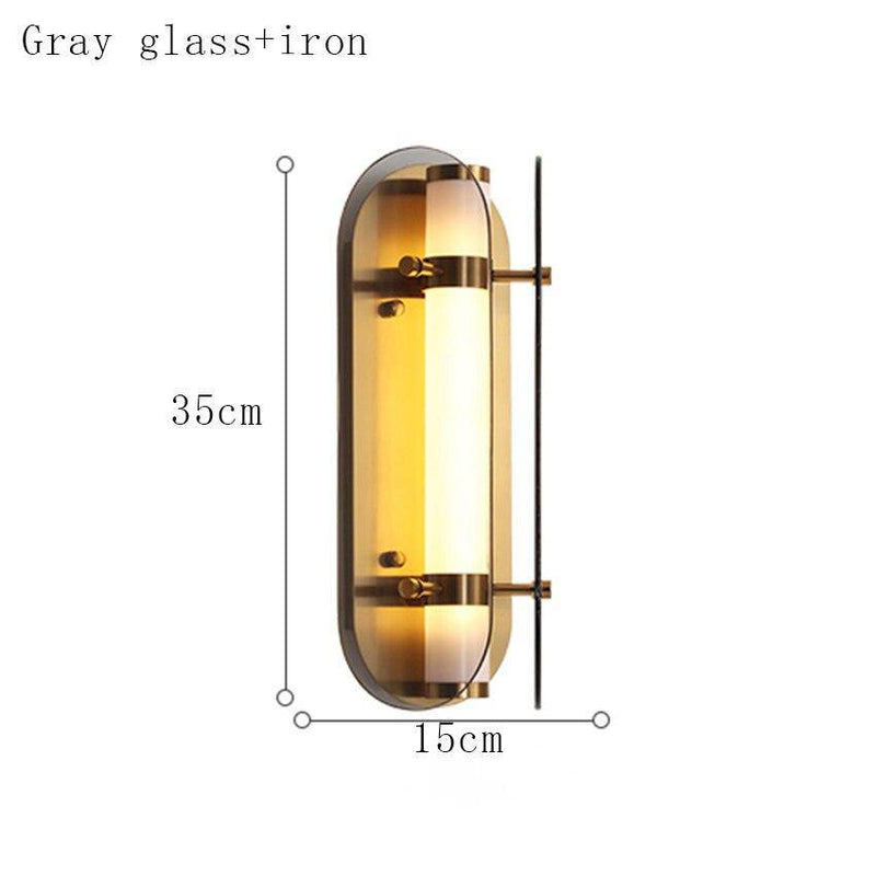 Aplique LED industrial con tubo de metal y cristal Sconce