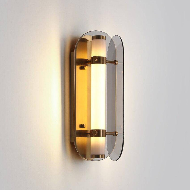 Aplique LED industrial con tubo de metal y cristal Sconce