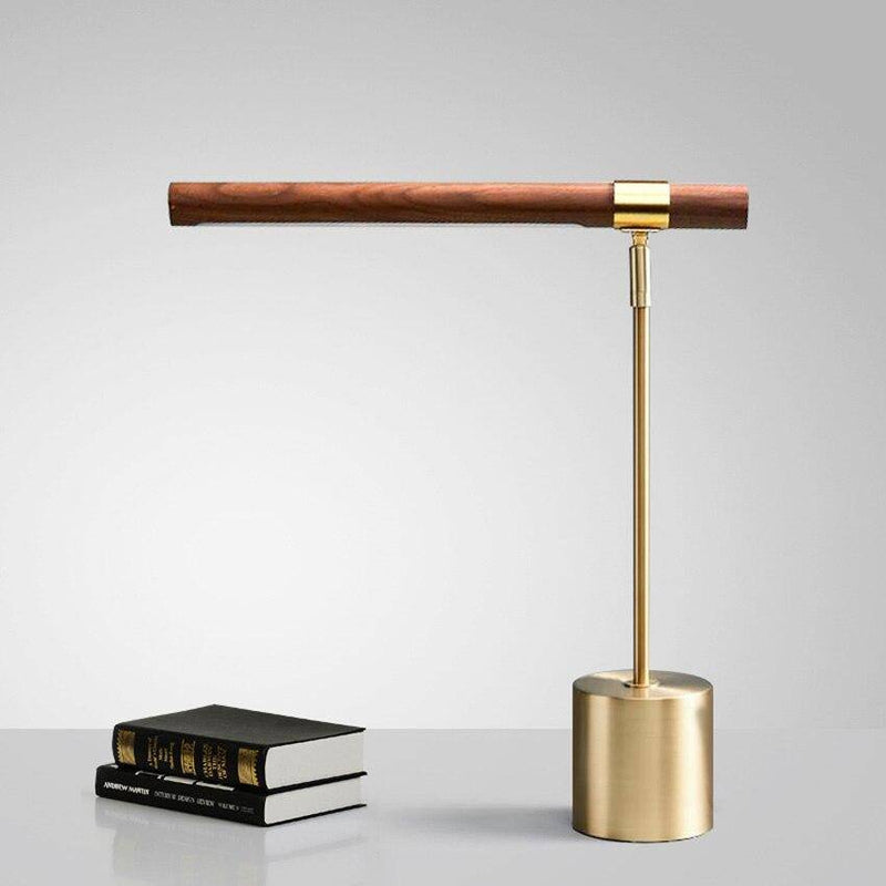 Lámpara de mesa design LED en metal dorado y madera estilo Fly