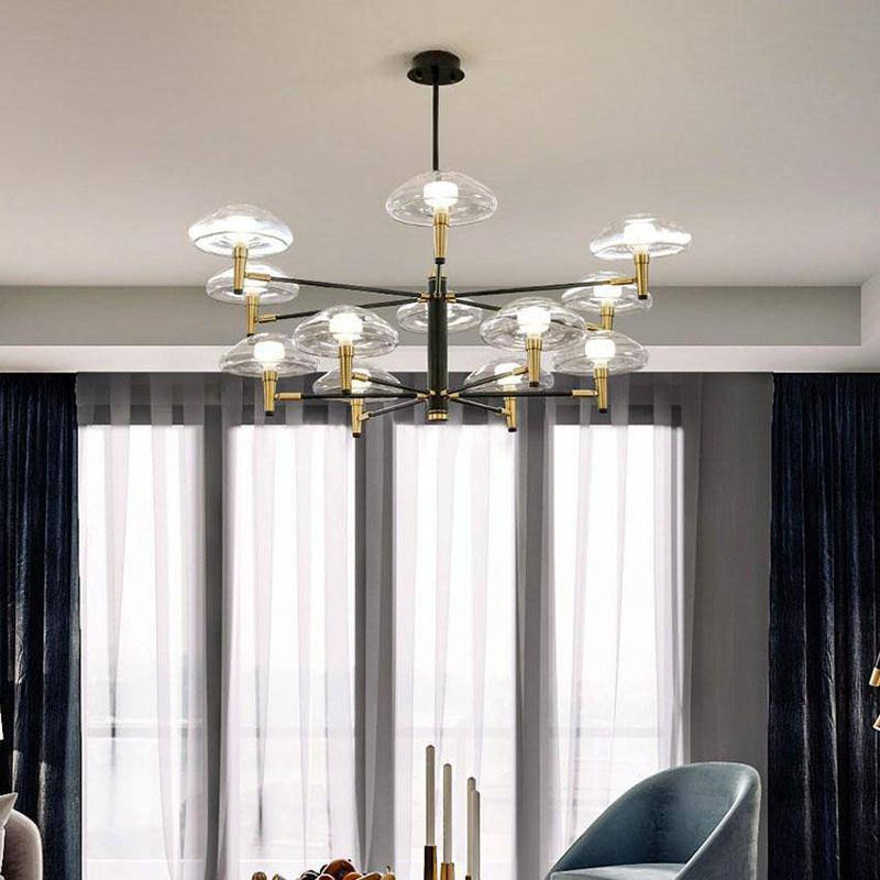 Black and gold design chandelier with glass lamps Light