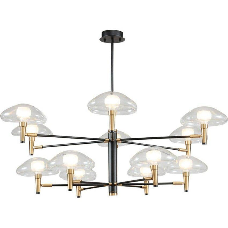 Lustre design noir et doré avec lampes en verre Light