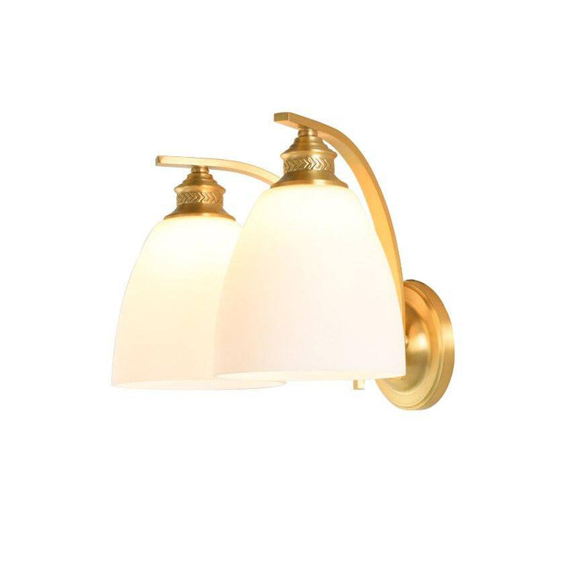 wall lamp modern gold LED wall light with lampshade white round Herity