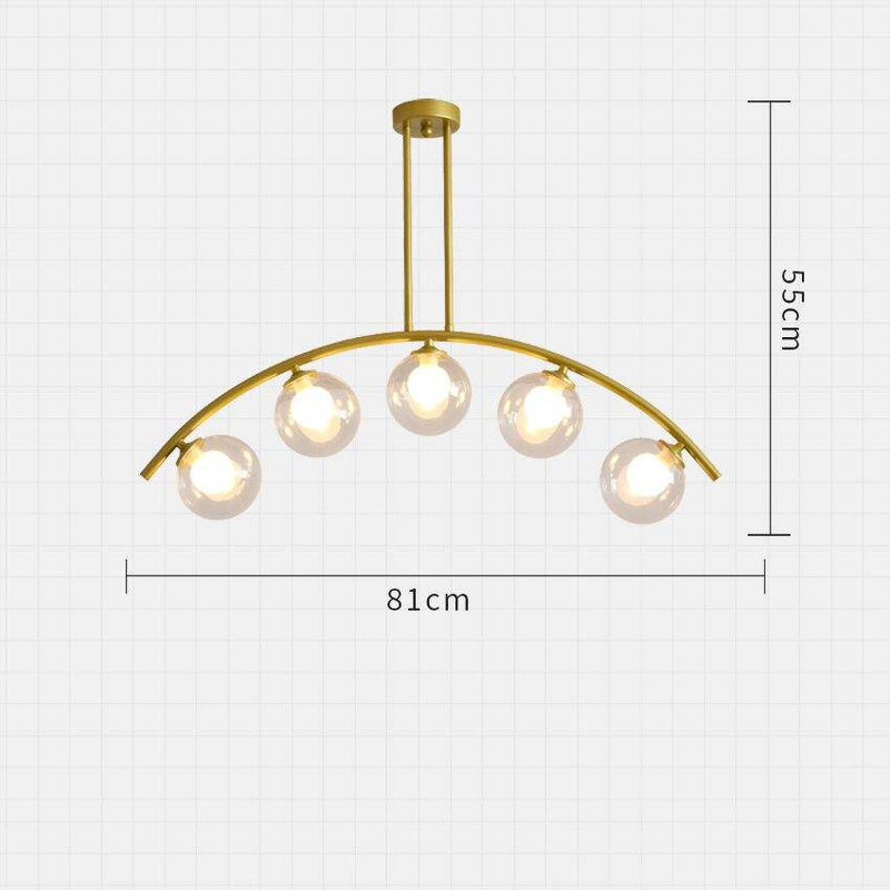 LED design chandelier with golden curved arm and Luxury glass balls