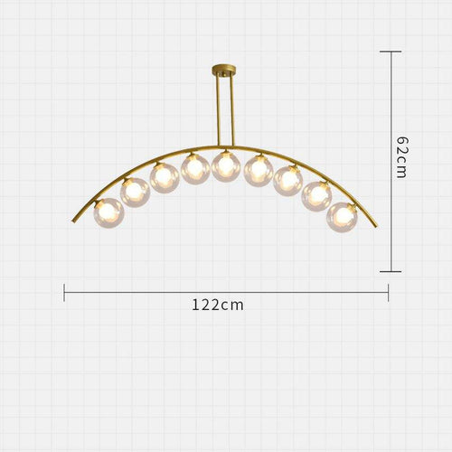 Lustre design LED avec bras arrondi doré et boules en verre Luxury