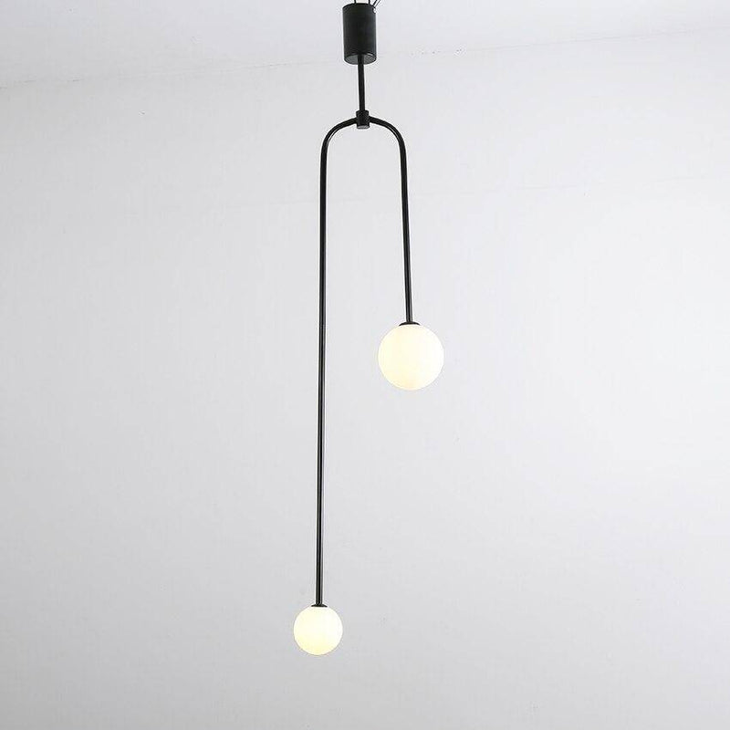 Lámpara de suspensión design LED de metal con doble bola de cristal Fly