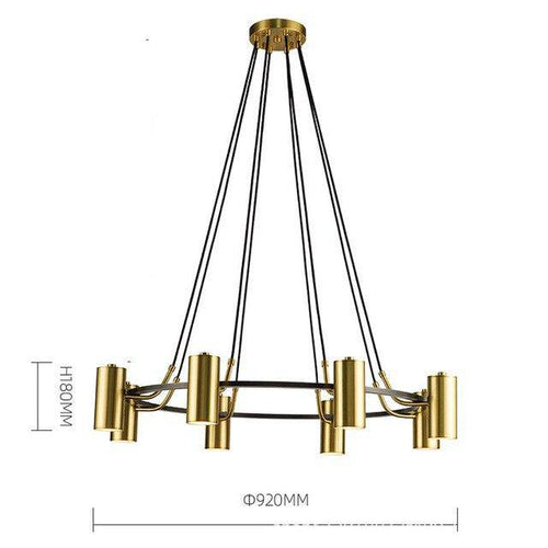 Lustre moderne et design LED avec cercle noir et spots dorés - vue 6 sur 6