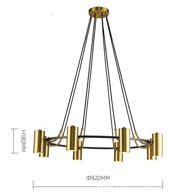 Lustre moderne et design LED avec cercle noir et spots dorés - vue 5 sur 6