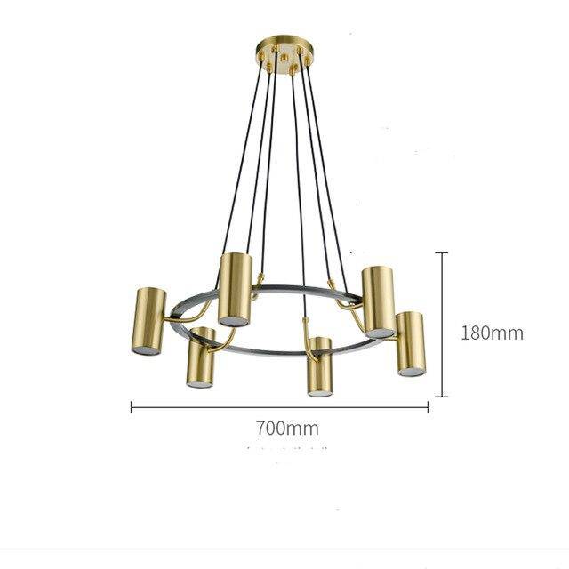 Modern LED design chandelier with black circle and gold Spotlights