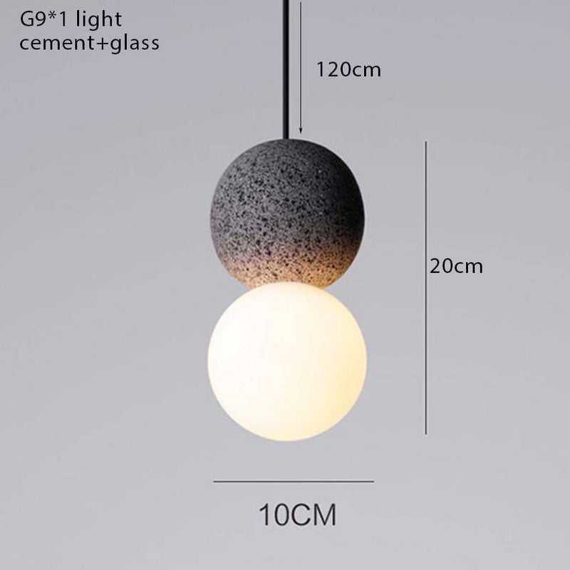 Suspension design en boule en ciment façon terrazzo LED