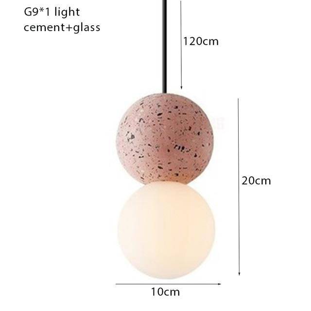 Lámpara de suspensión design en una bola de cemento estilo terrazo LED