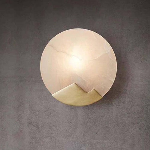 Applique murale design LED avec disque de marbre et métal doré - vue 7 sur 7
