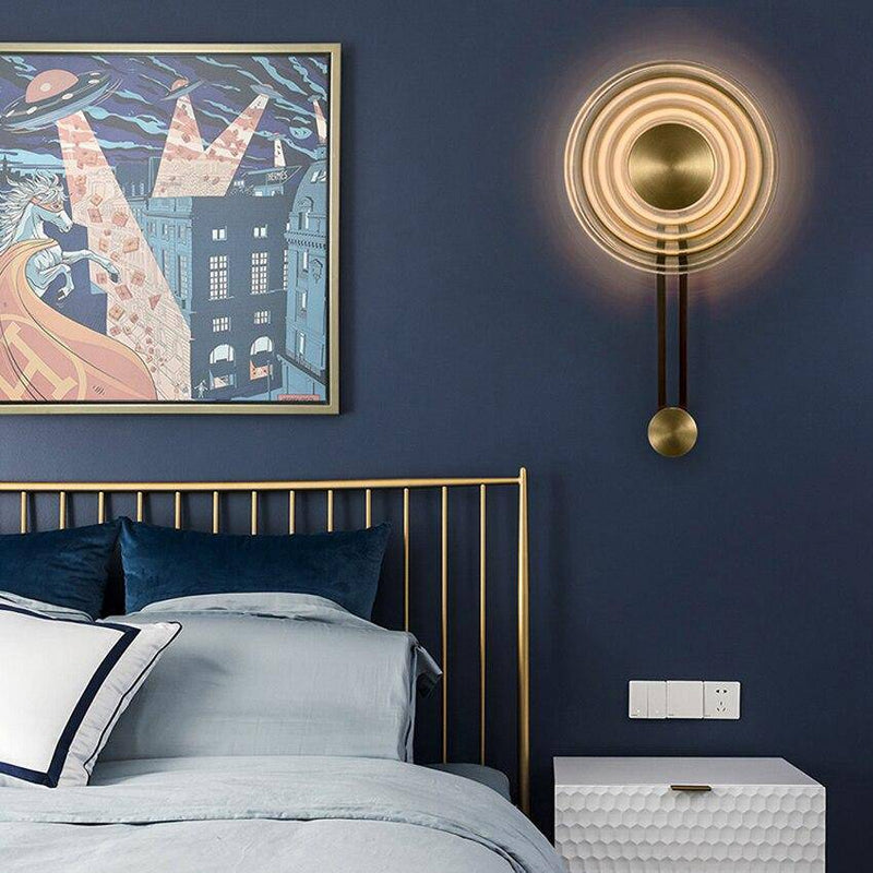 Lámpara de pared design con LED dorado y disco de cristal Loft