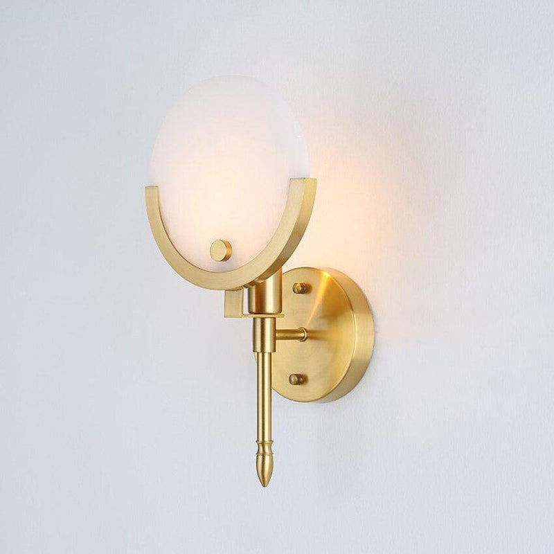 Applique murale design LED avec tige en métal doré et marbre