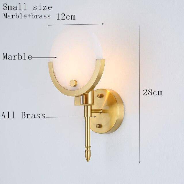 Lámpara de pared design LED con metal dorado y tallo de mármol