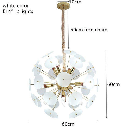 Lustre design doré et plaques rondes plates fumées Luxury