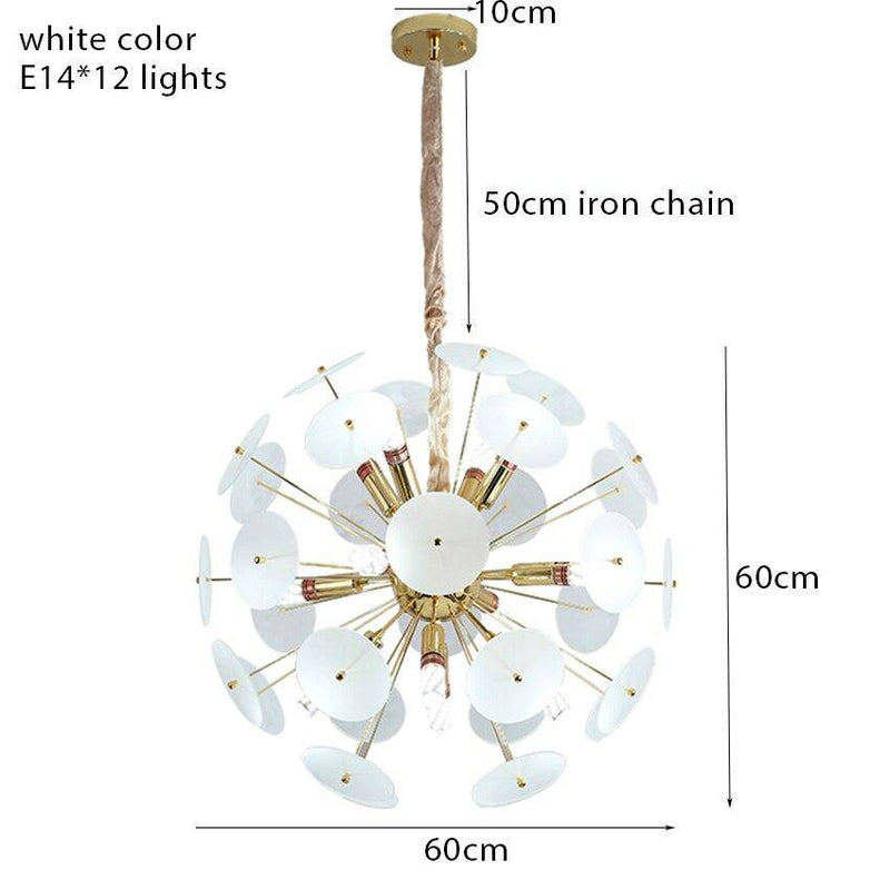 Luxury gold design chandelier and flat round smoked plates