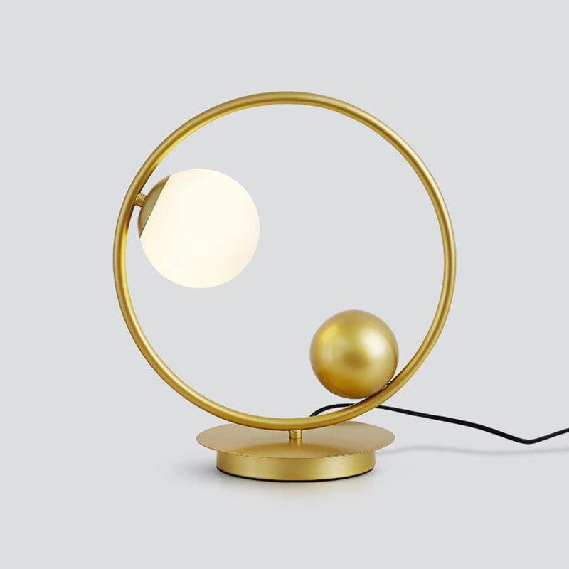 LED design bedside lamp with metal ring and glass balls Loft