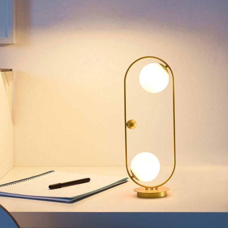 LED design bedside lamp with metal ring and glass balls Loft