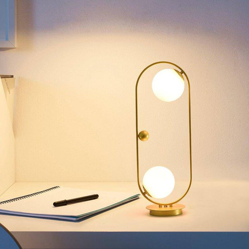 Lampe de chevet design à LED avec anneau métal et boules en verre Loft