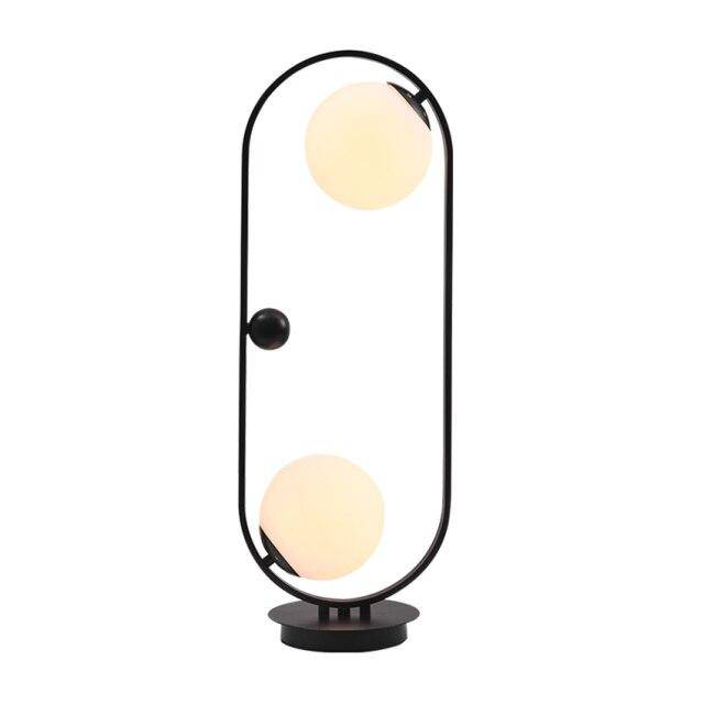 Lampe de chevet design à LED avec anneau métal et boules en verre Loft