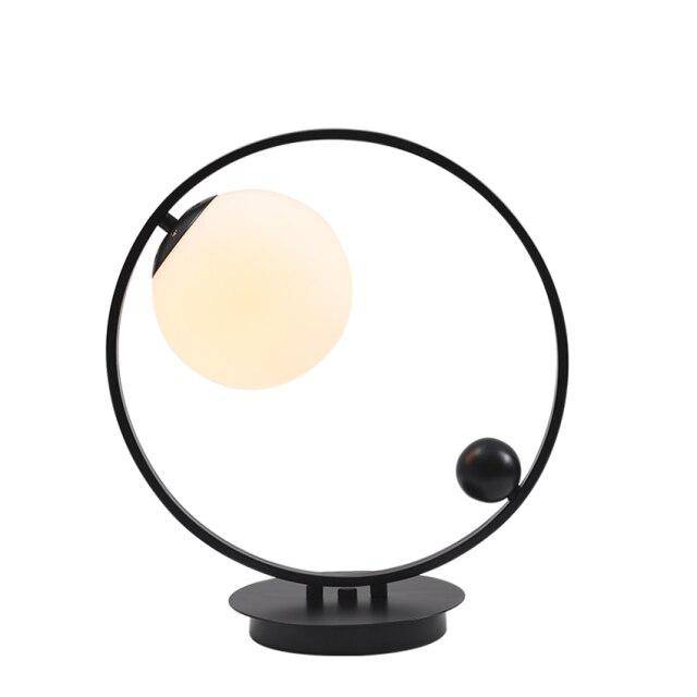 LED design bedside lamp with metal ring and glass balls Loft