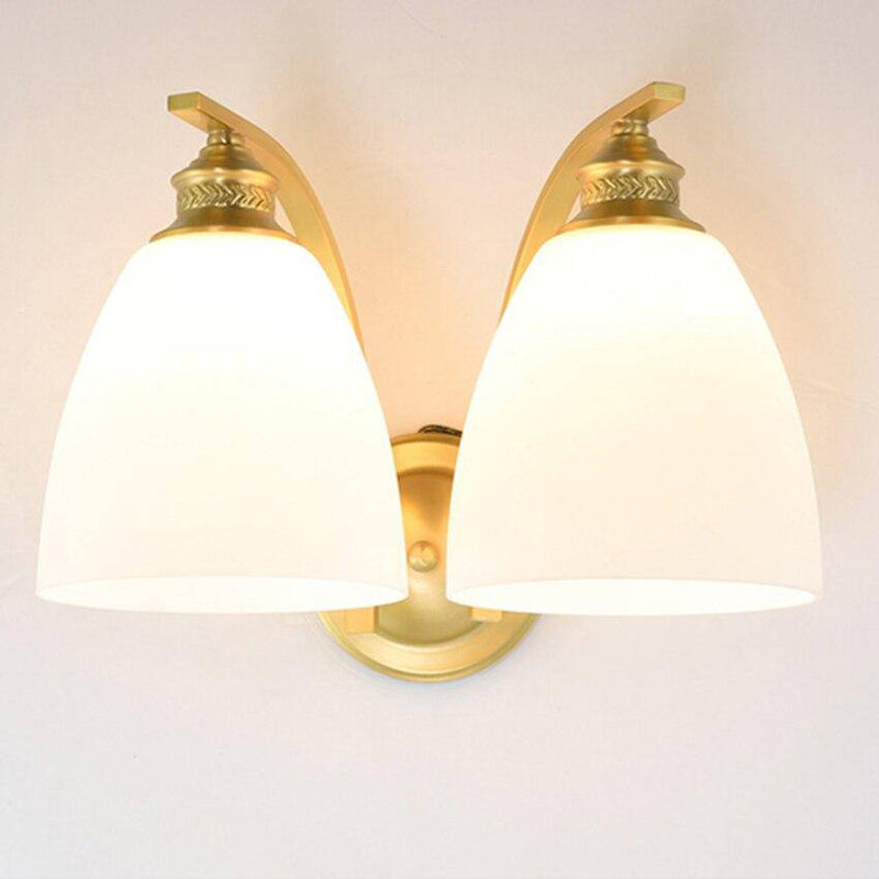 wall lamp modern gold LED wall light with lampshade white round Herity