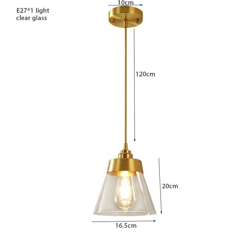 Suspension design LED dorée et abat-jour en verre luxury