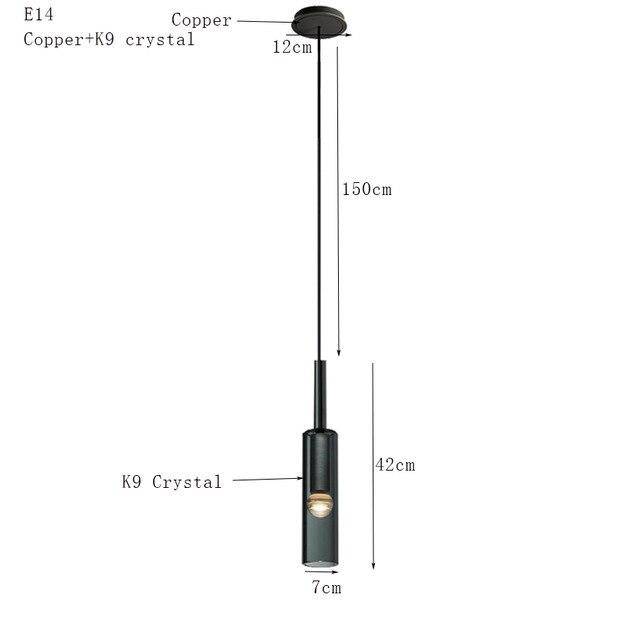 pendant light Fly crystal glass cylindrical LED design