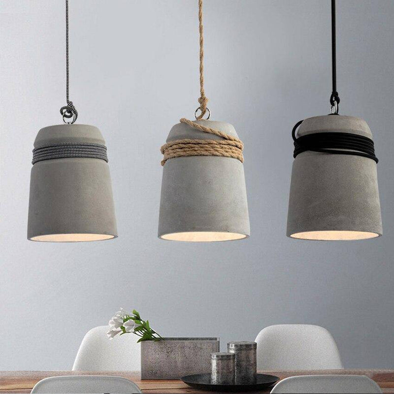 pendant light concrete and concrete rope backsplash