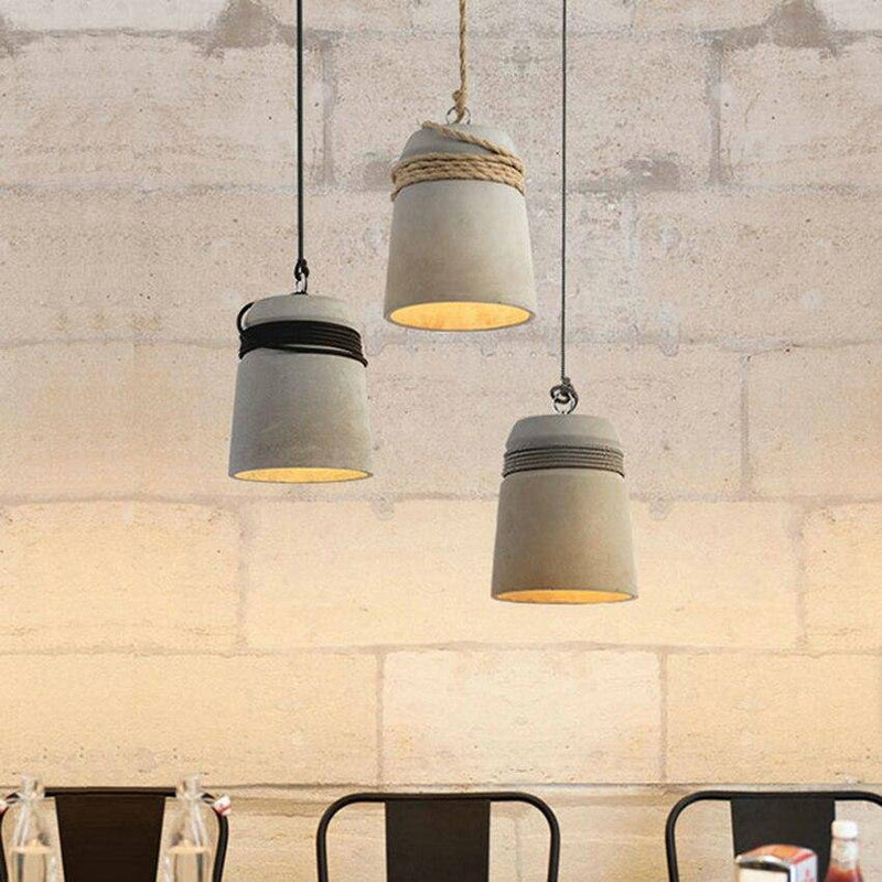 pendant light concrete and concrete rope backsplash