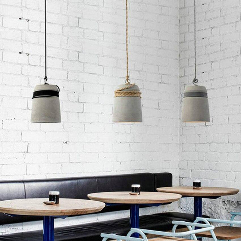 pendant light concrete and concrete rope backsplash