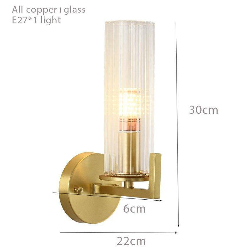 wall lamp gold wall and glass cylinder Copper