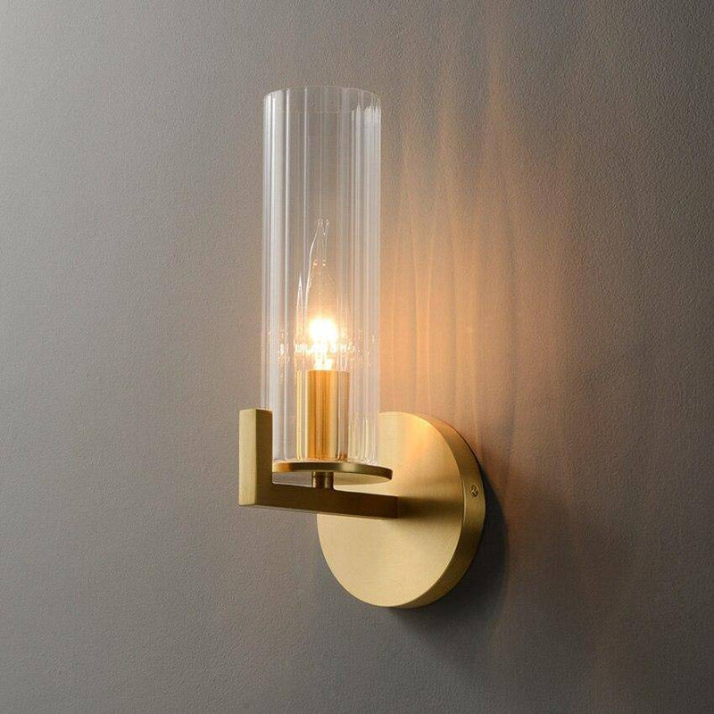 wall lamp gold wall and glass cylinder Copper