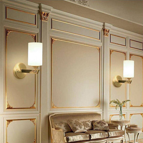 Applique murale doré avec abat-jour cylindrique en verre Indoor - vue 2 sur 5